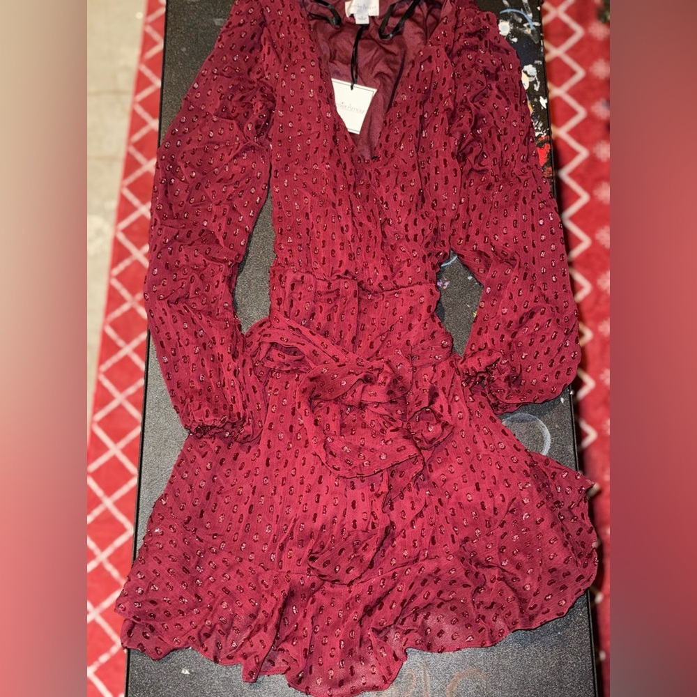 Premier Amour Wine Sparkling Patterned Dress